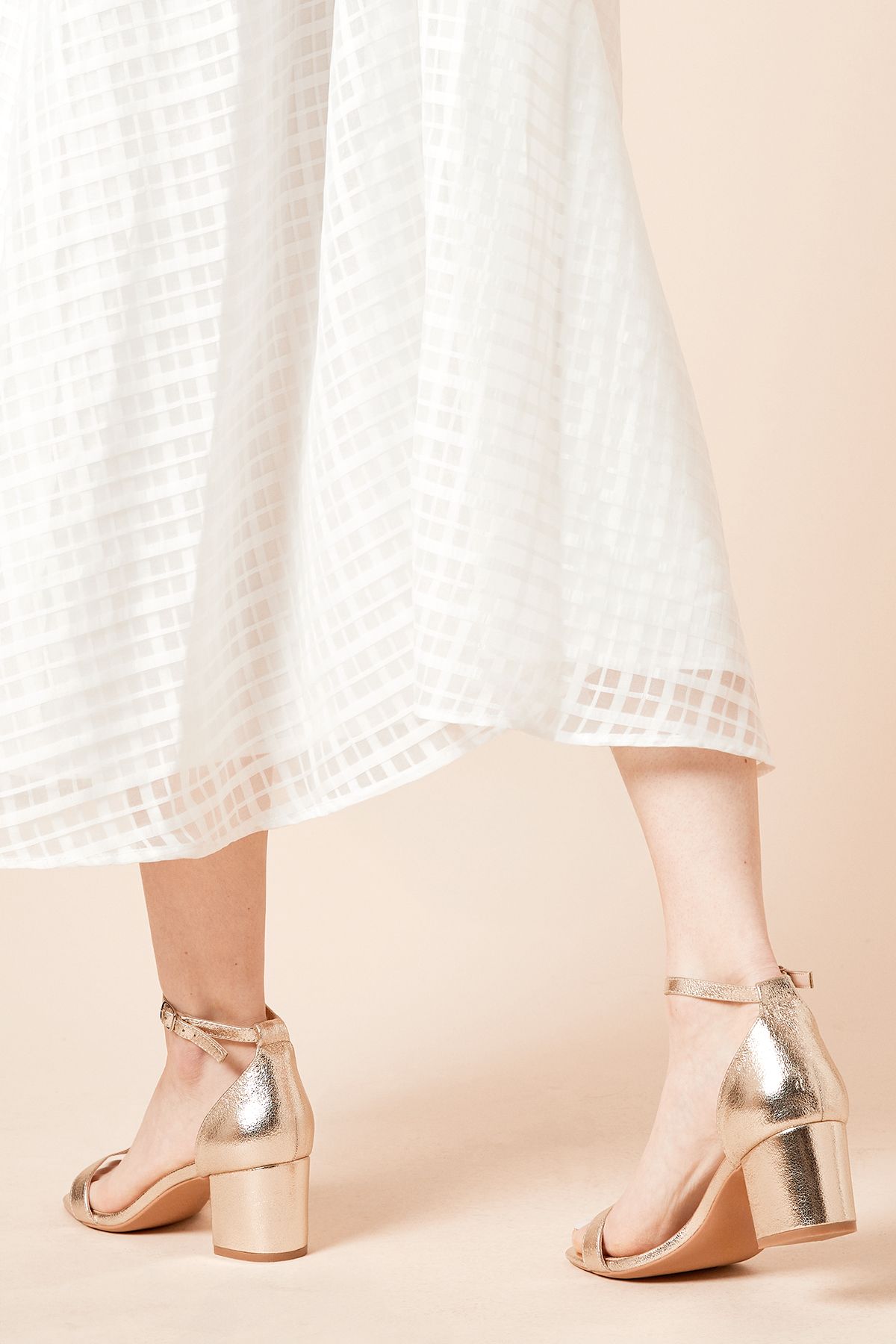 Dorothy Perkins Sammy Barely There Low Block Heel Sandals Gold image 4