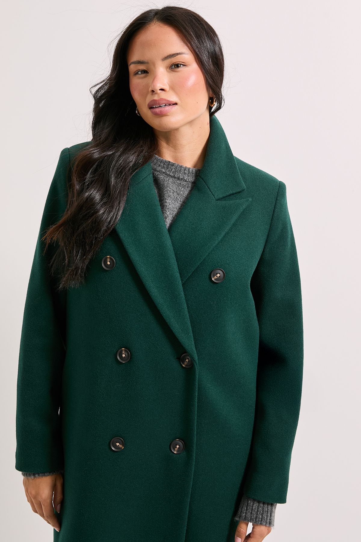 Dorothy Perkins Maxi Length Double Breasted Coat Green image 2