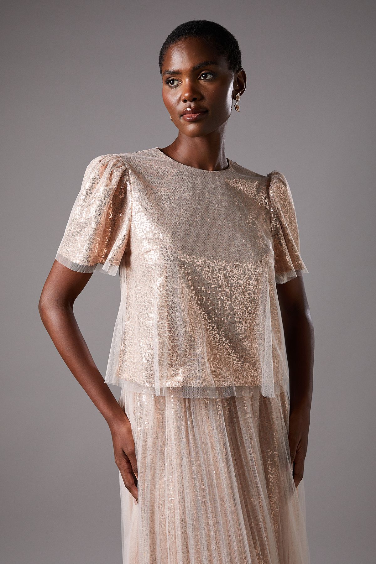 Coast Sequin Tulle Tee Blush image 1