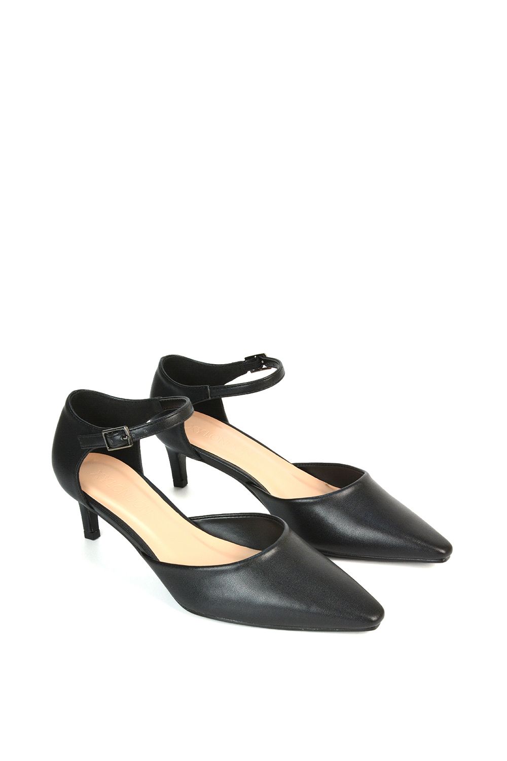 XY London 'Kacey' Kitten Low Heel Ankle Strap Pointed Toe Shoes image 6