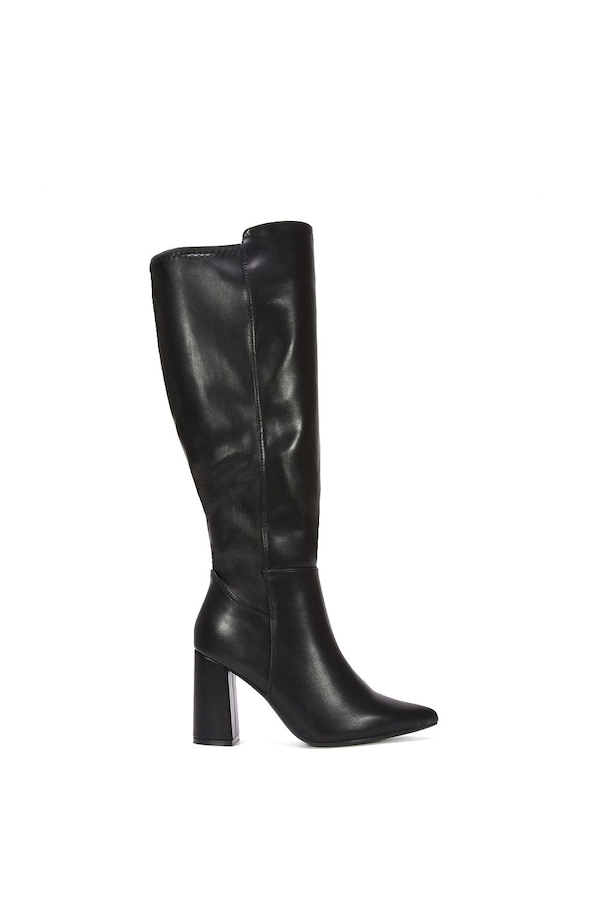 XY London 'Wisteria' Wide Calf Stretchy Block High Heel Knee Boots
