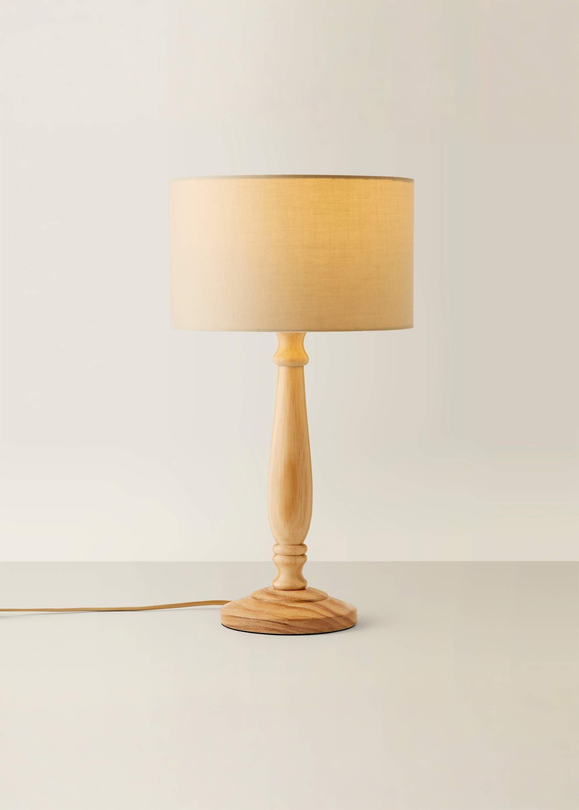ValueLights Victoria Light Wood Traditional Table Lamp with Fabric Drum Shade and LED Bulb image 2