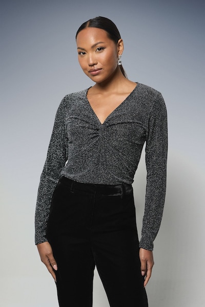 Principles Twist Front Metallic Top Black