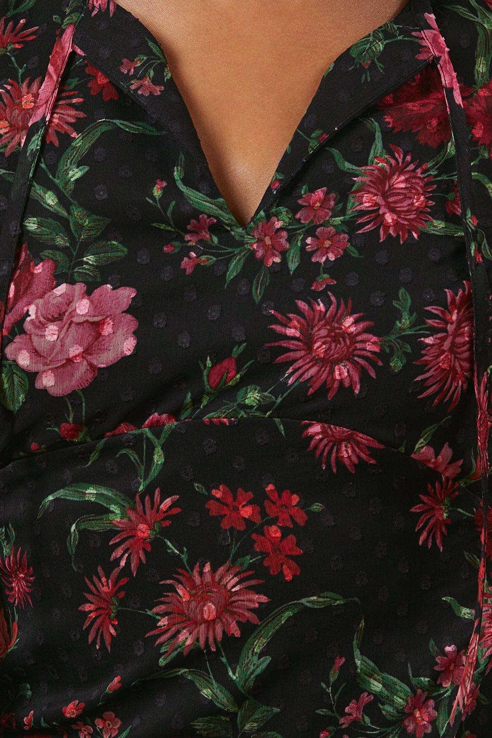 Oasis Petite Floral Tie Dobby Chiffon Mini Dress Black image 5