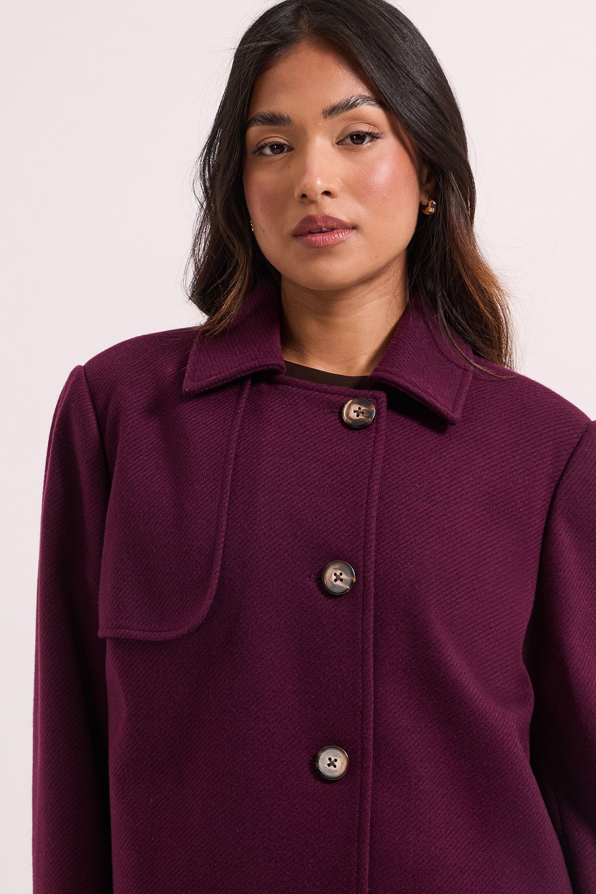 Dorothy Perkins Petite Short Trench Coat Burgundy image 3