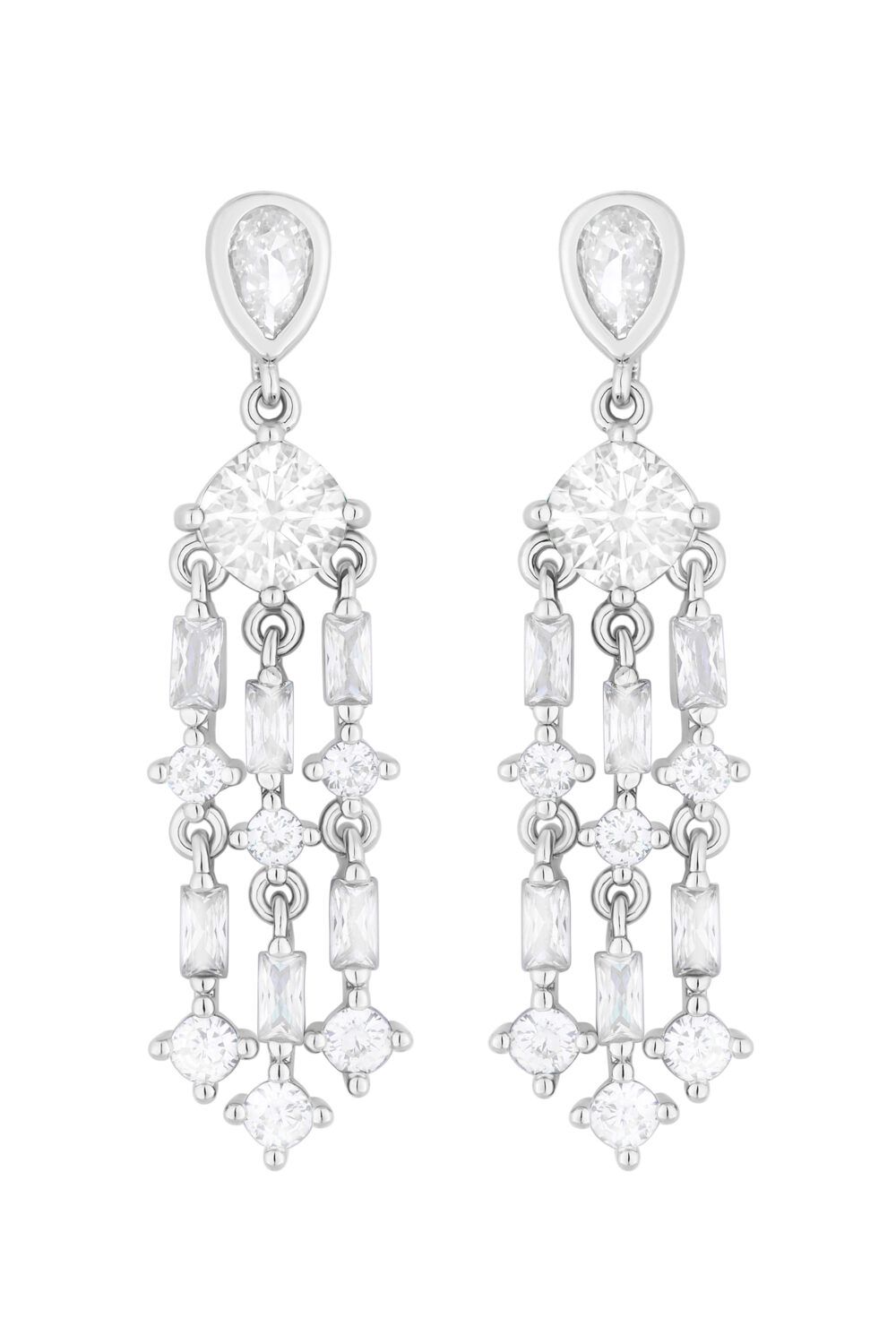 Jon Richard Rhodium Plated Cubic Zirconia Chandalier Drop Earrings image 1