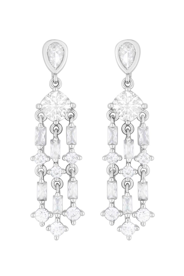 Jon Richard Rhodium Plated Cubic Zirconia Chandalier Drop Earrings