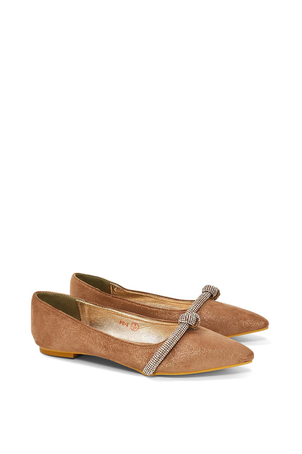 XY London 'Halley' Flat Heel Pointed Toe Sparkly Embellished Diamante Bridal Pumps image 5