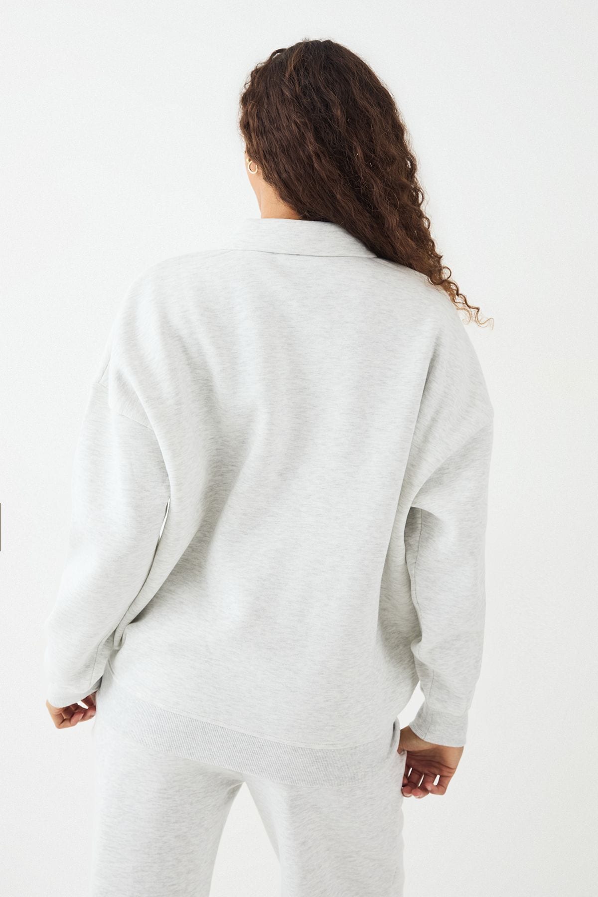 DSGN Studio DSGN Studio Embossed Collared Half Zip Sweatshirt Ash Grey image 2