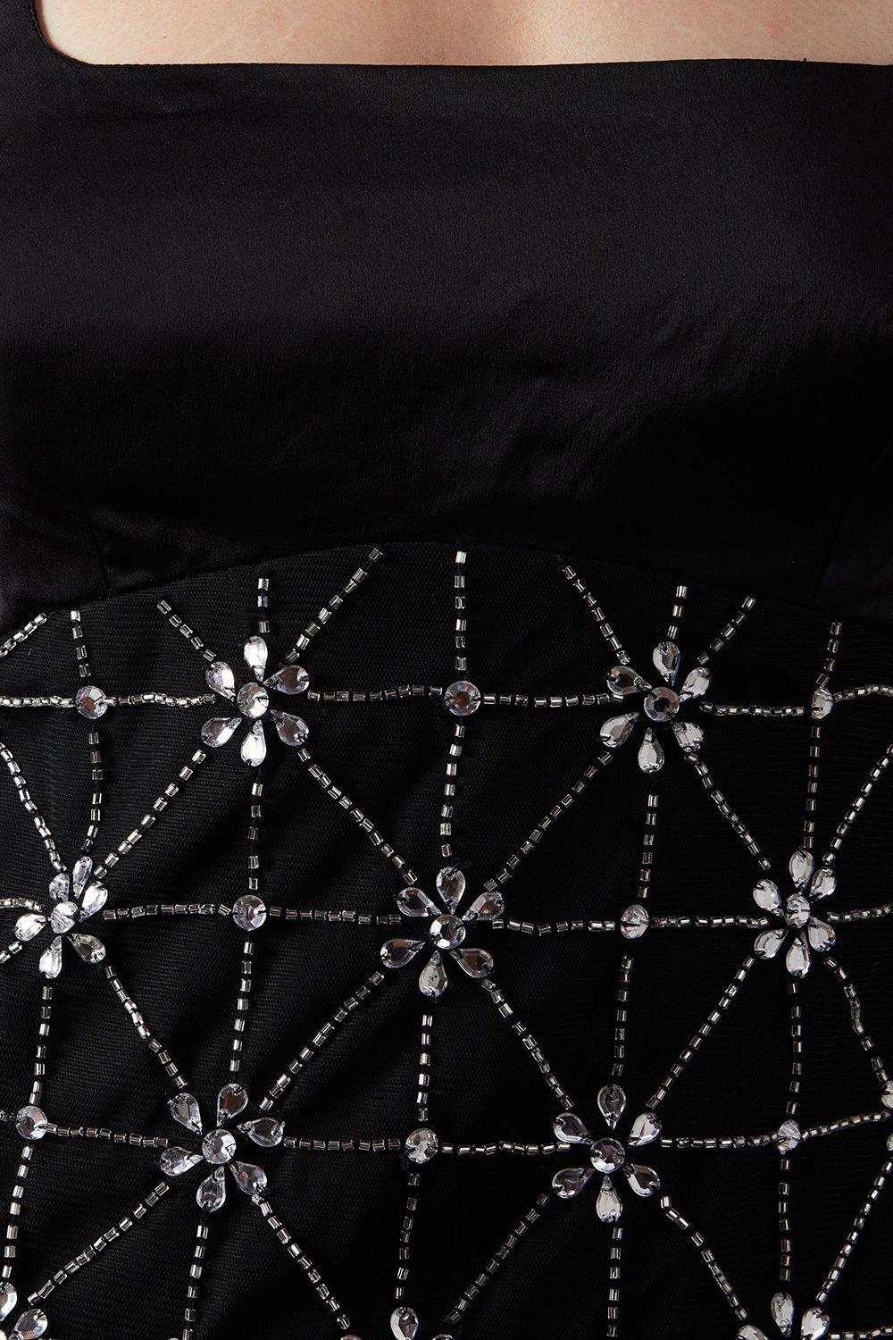 Warehouse Premium Embellished Sequin Square Neck Midi Dress Black image 5