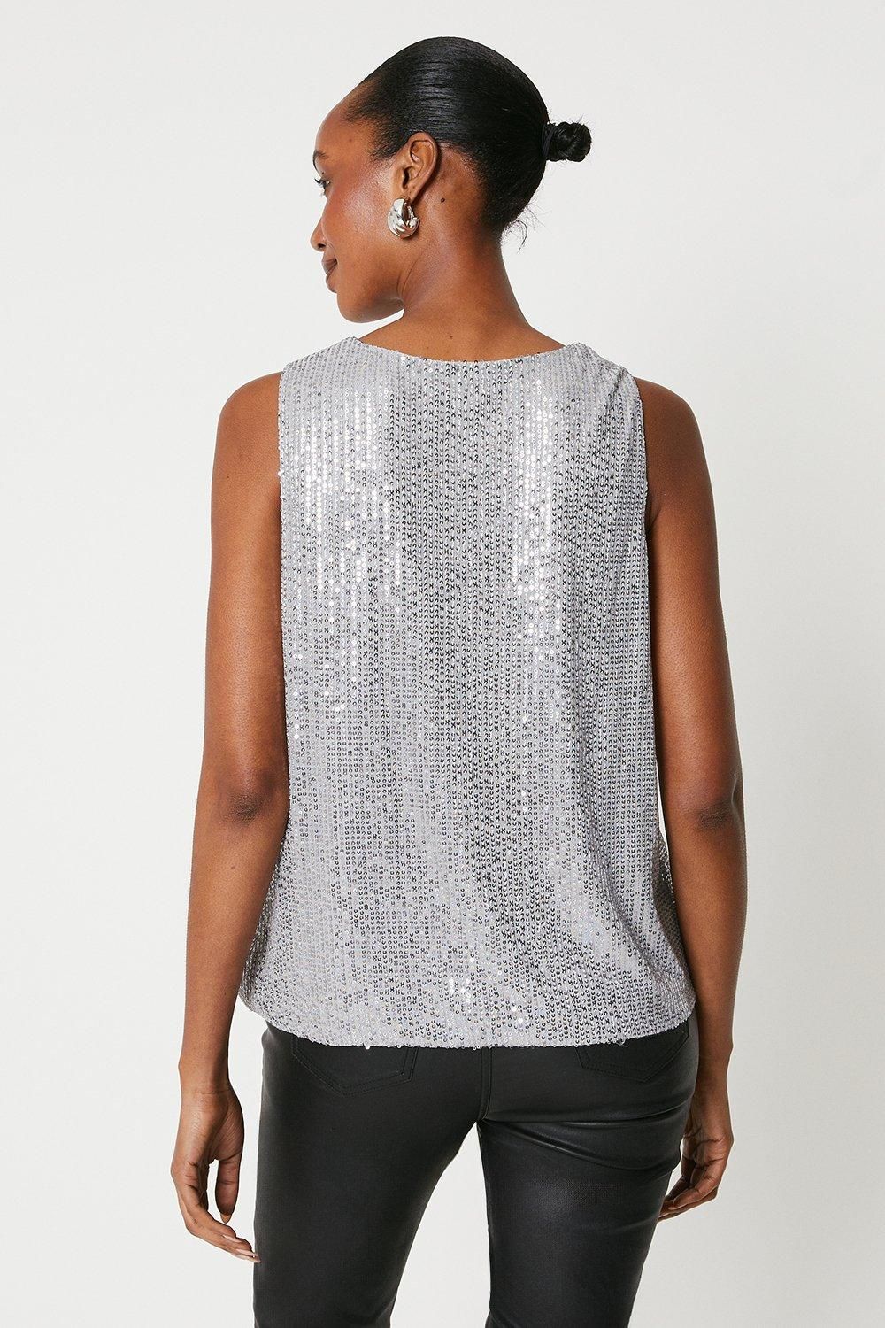 Principles Sequin V-neck Cami Silver image 3