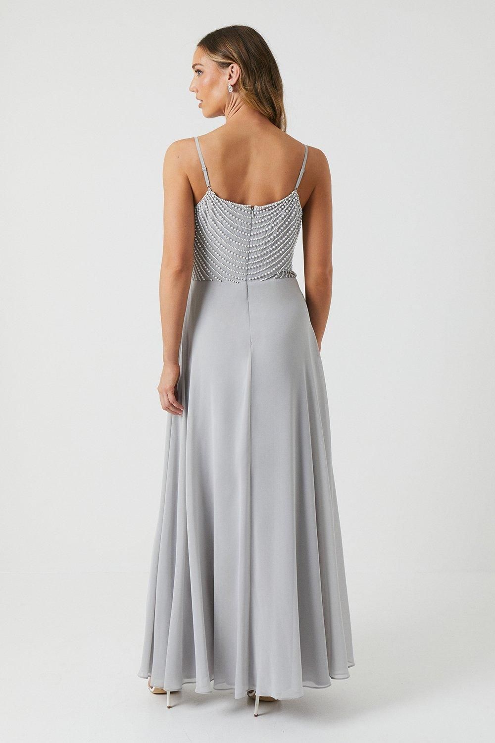 Coast Cowl Neck Pearl Georgette Maxi Bridesmaid Dress Grey Mist image 3