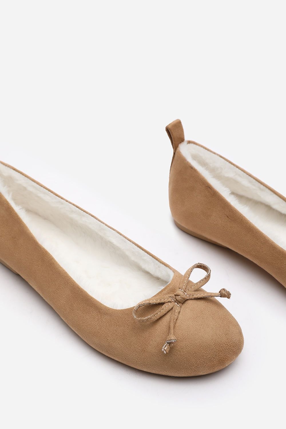 Where's That From 'Danica' Ballet Slippers with Faux Fur Lining and Bow Detail image 5