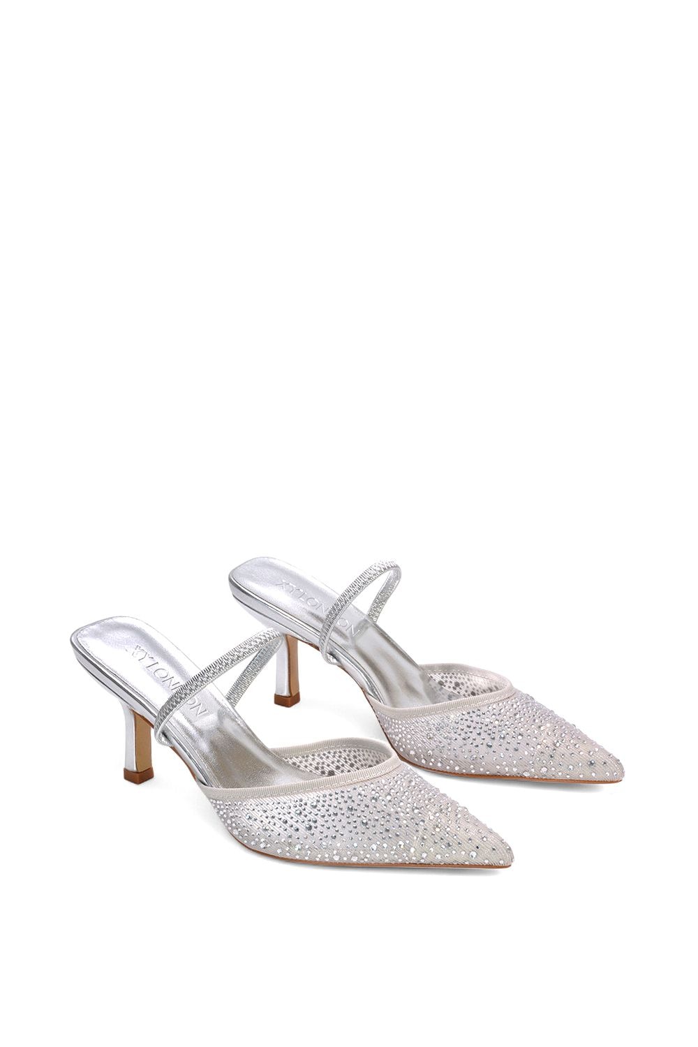 XY London 'Chase' Stiletto Heel Court Shoes With Mesh and  Rhinestones image 5