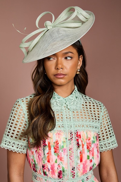 Coast Loop Detail Wide Brim Fascinator Sage