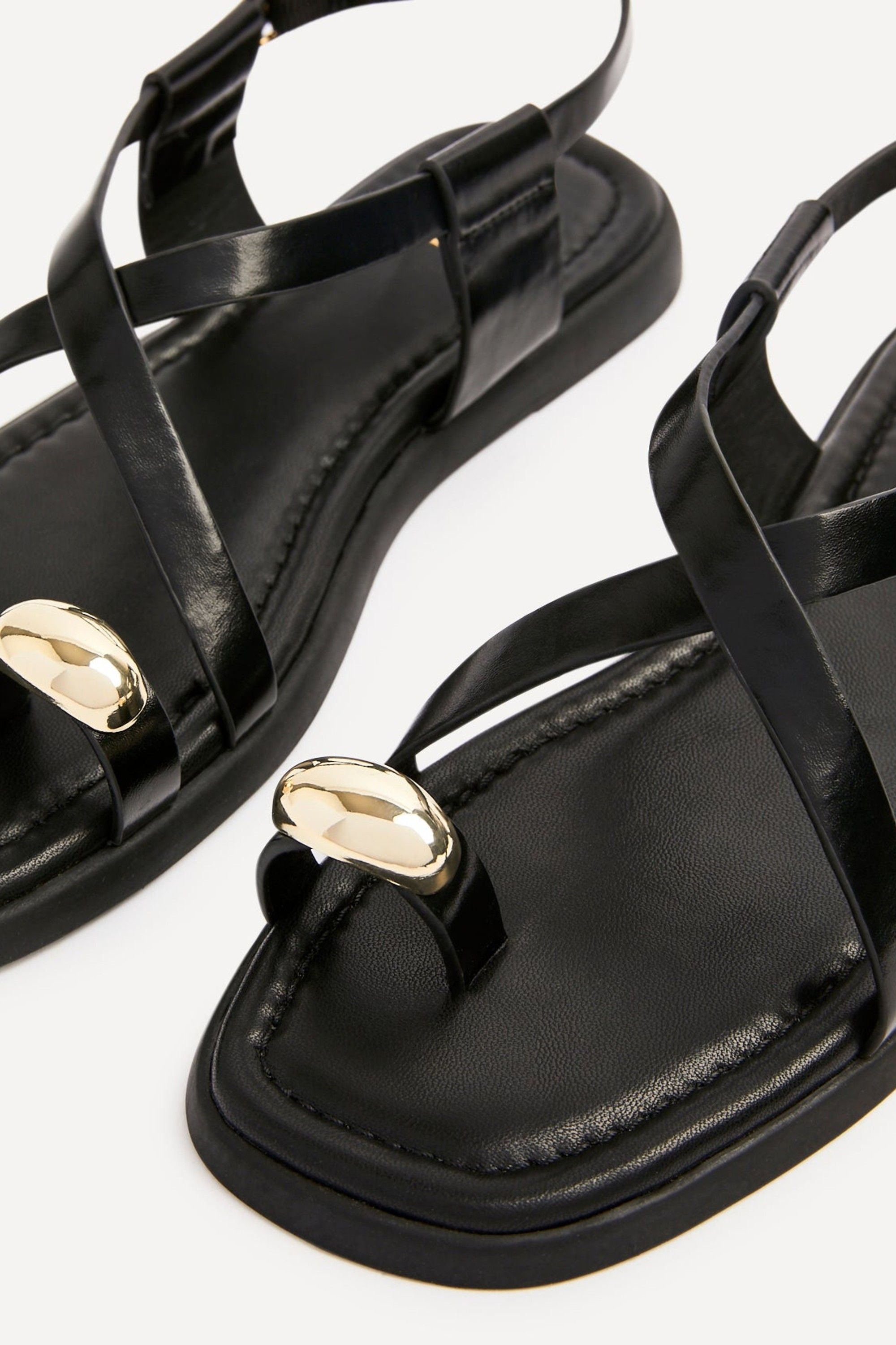 Linzi Salma Black & Gold Flat Sandals image 4