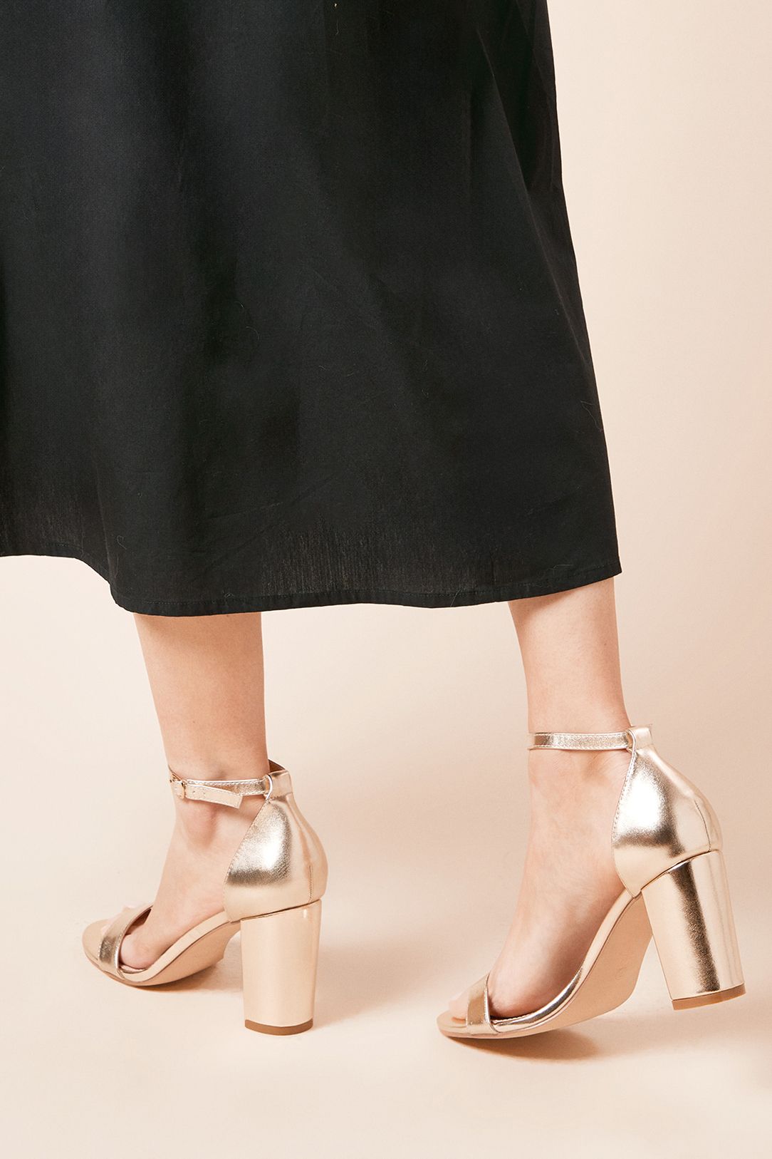 Dorothy Perkins Spark High Block Heel Sandals Gold image 2