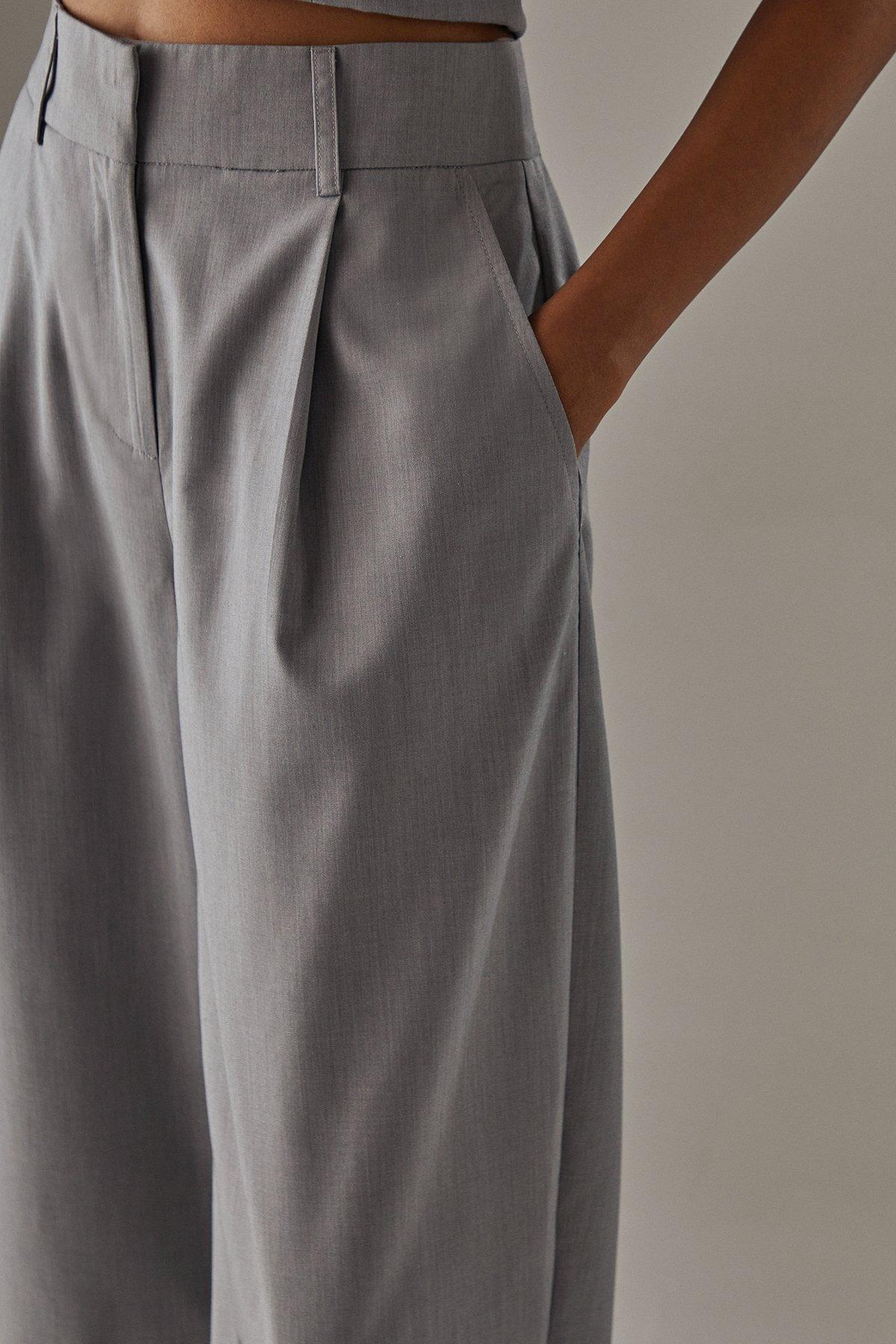 Warehouse Tailored High Waisted Tailored Barrel Leg Trousers Grey image 4