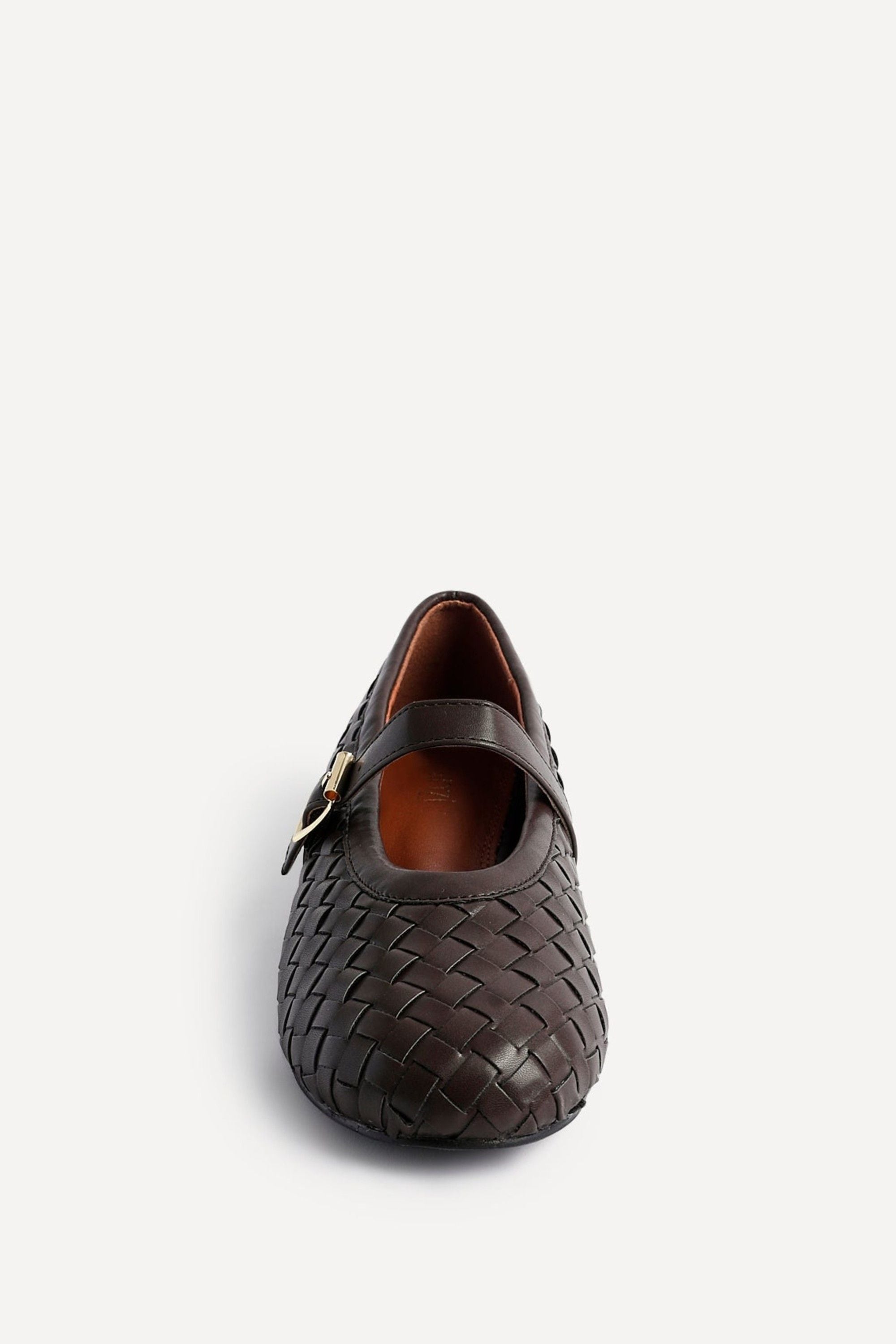Linzi Daily Brown Faux Leather Woven Mary Jane Pump image 4