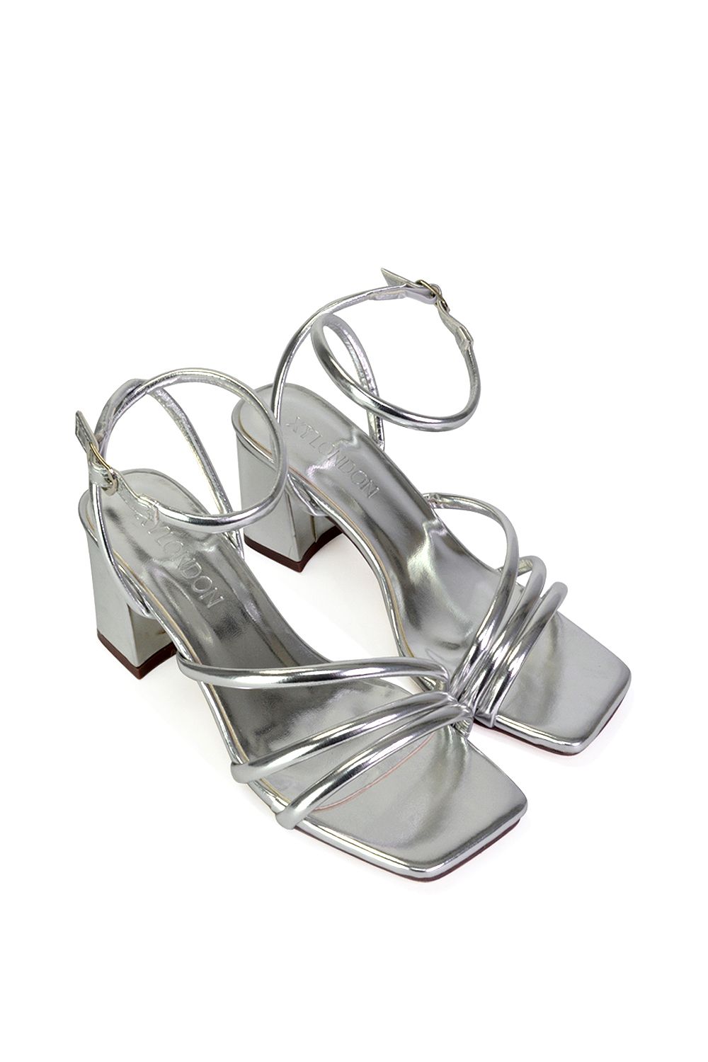 XY London 'Trixie' Square Toe Buckle Up Ankle Strappy Mid Block Heel Sandals image 5