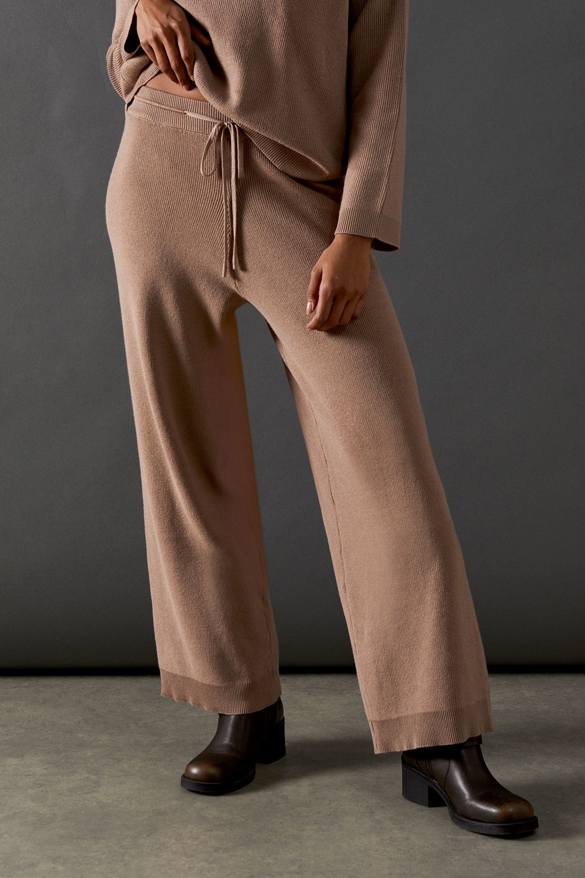 Warehouse Knitted Tie Waist Trouser Mocha image 2