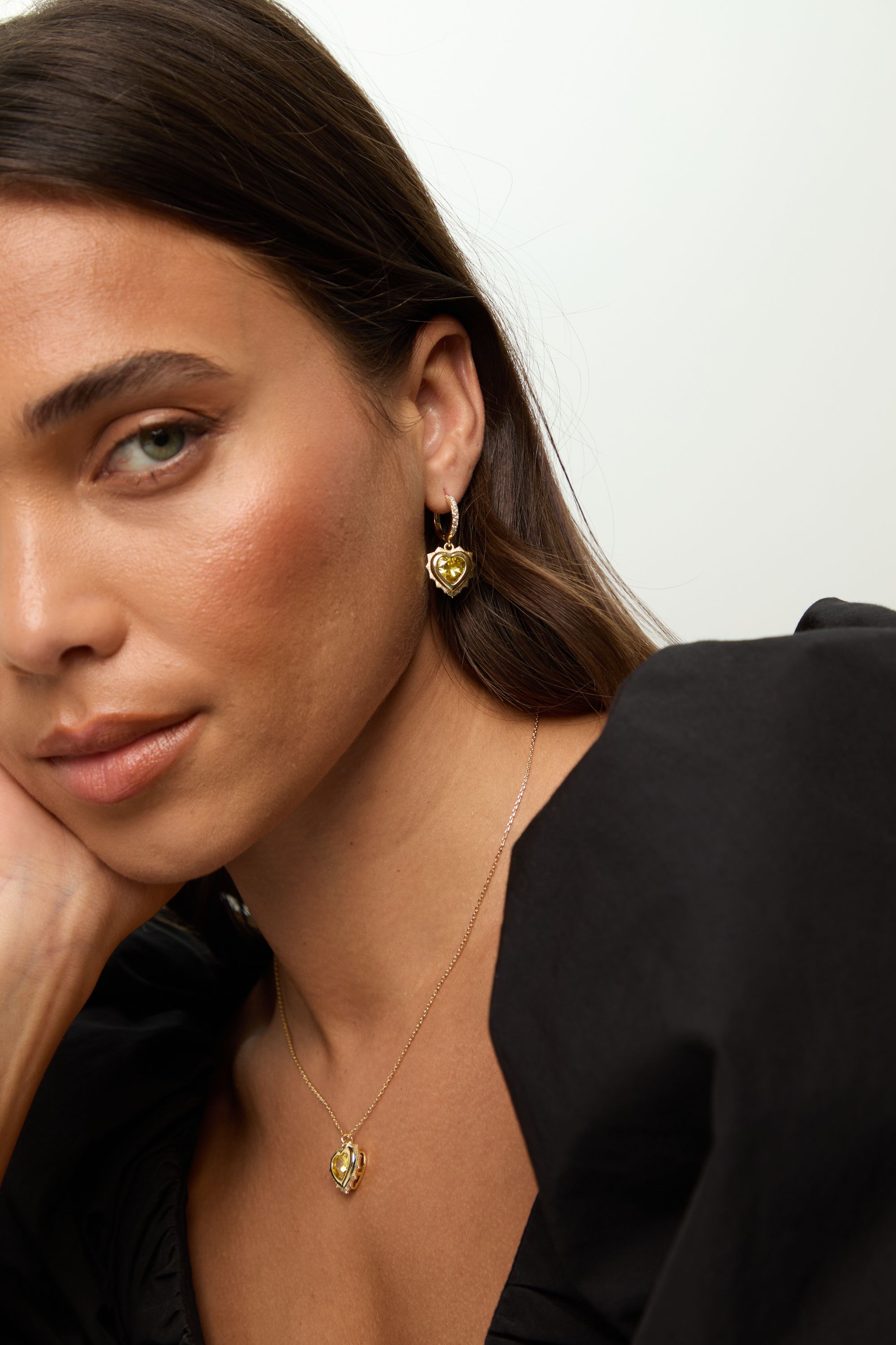 Jon Richard 14Ct Real Gold Plated Heart Birthstone Huggie Earrings - November image 4