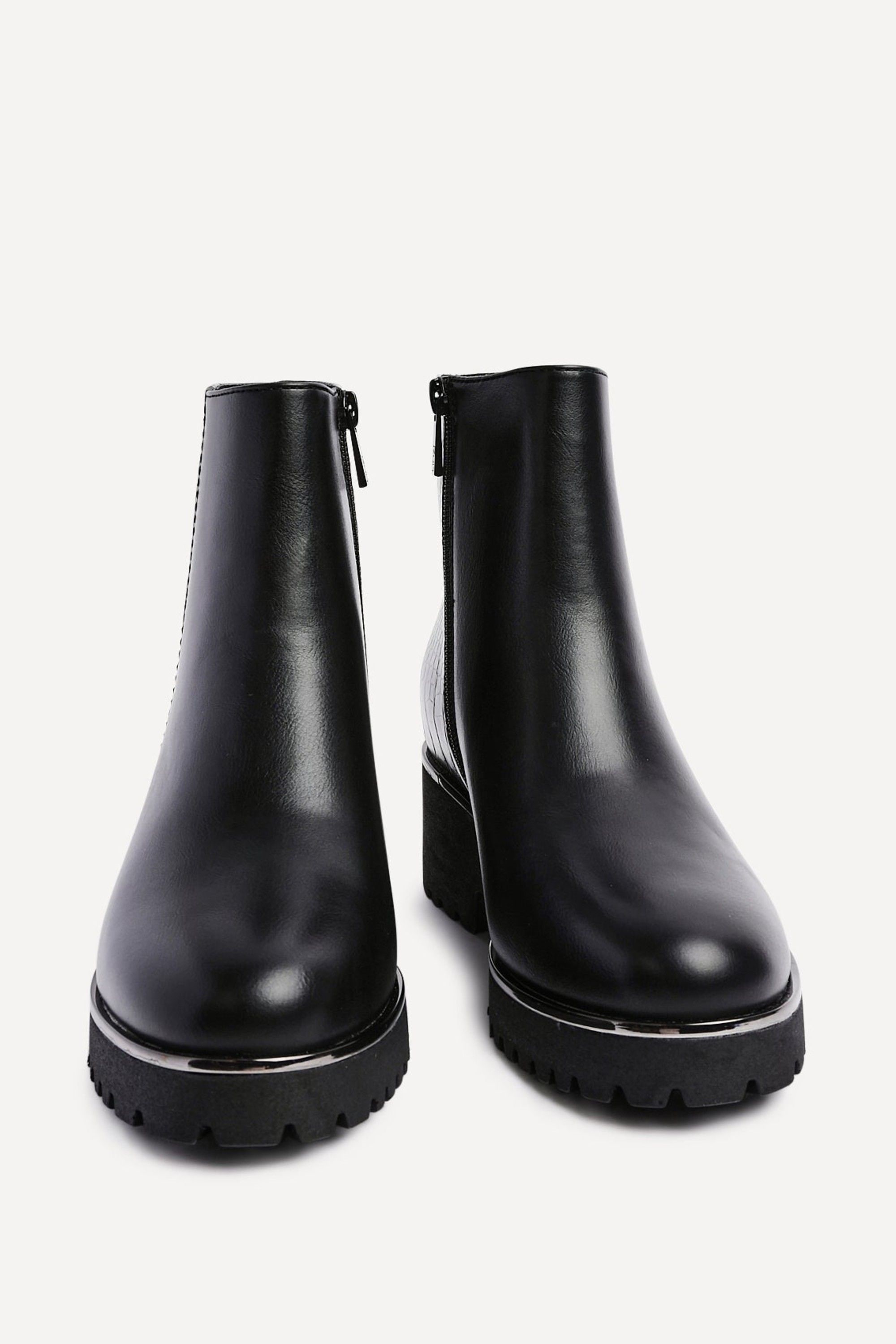 Linzi Navigate Black Croc Mix Wedge Ankle Boot image 3