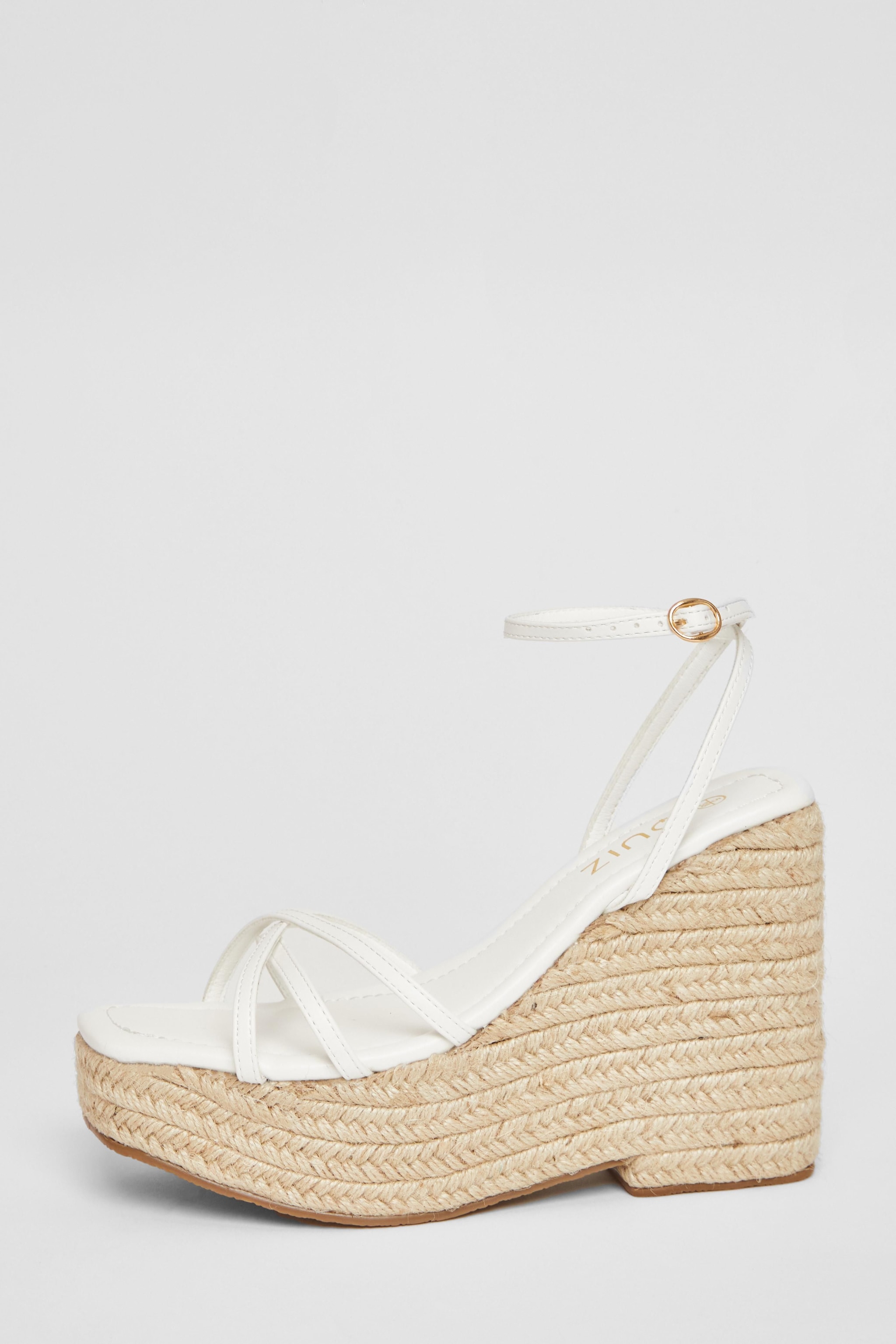 Quiz White Cross Strap Platform Wedges image 3