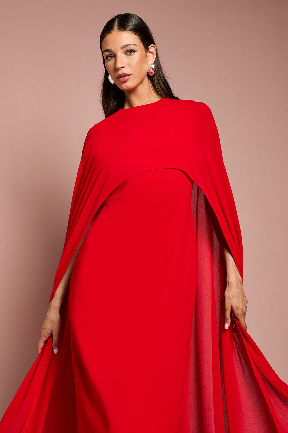Coast Cape Sleeve Maxi Dress Red image 2