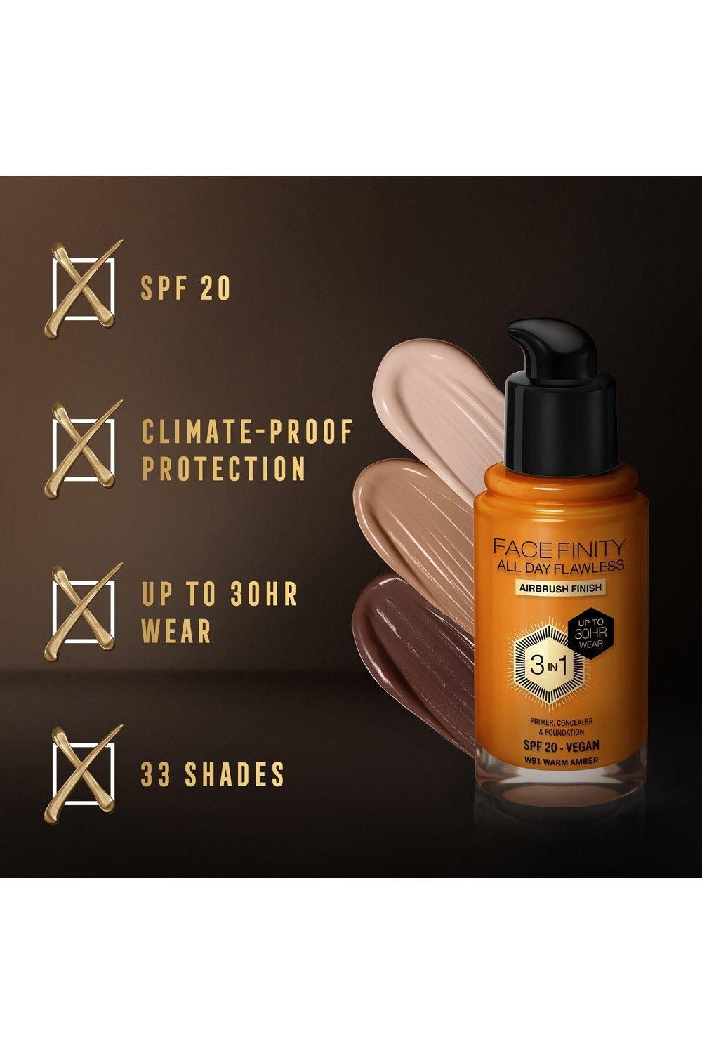 Max Factor Facefinity All Day Flawless 3 in 1 Vegan Foundation Warm Amber image 6