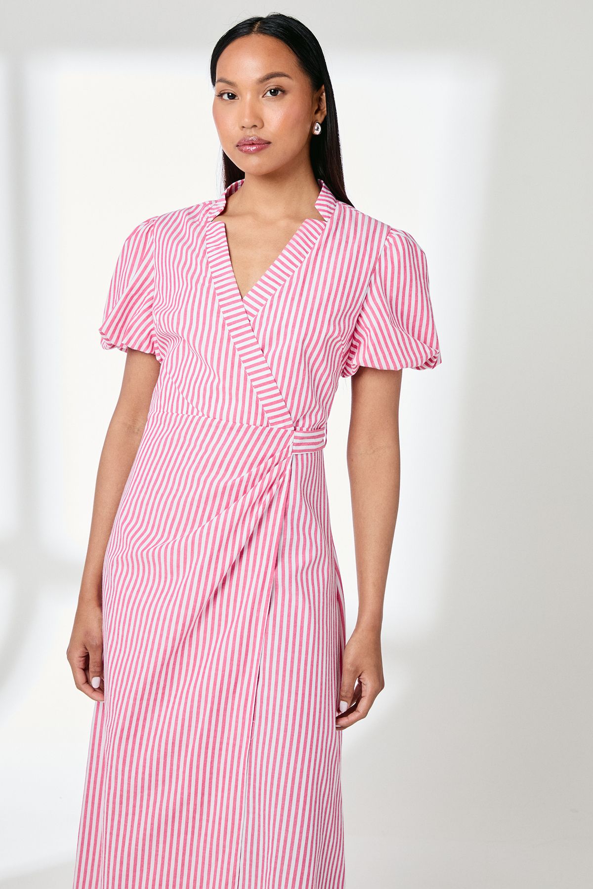 Principles Pink Stripe D - Ring Cotton Poplin Wrap Dress Pink image 2