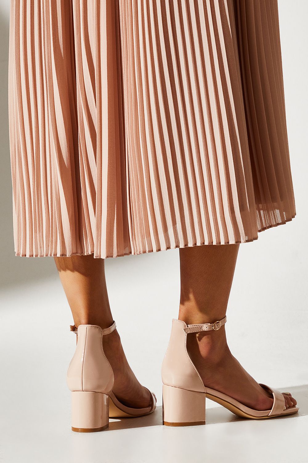 Coast Wide Fit Thelma Faux Leather Medium Block Heel Sandals Blush image 2