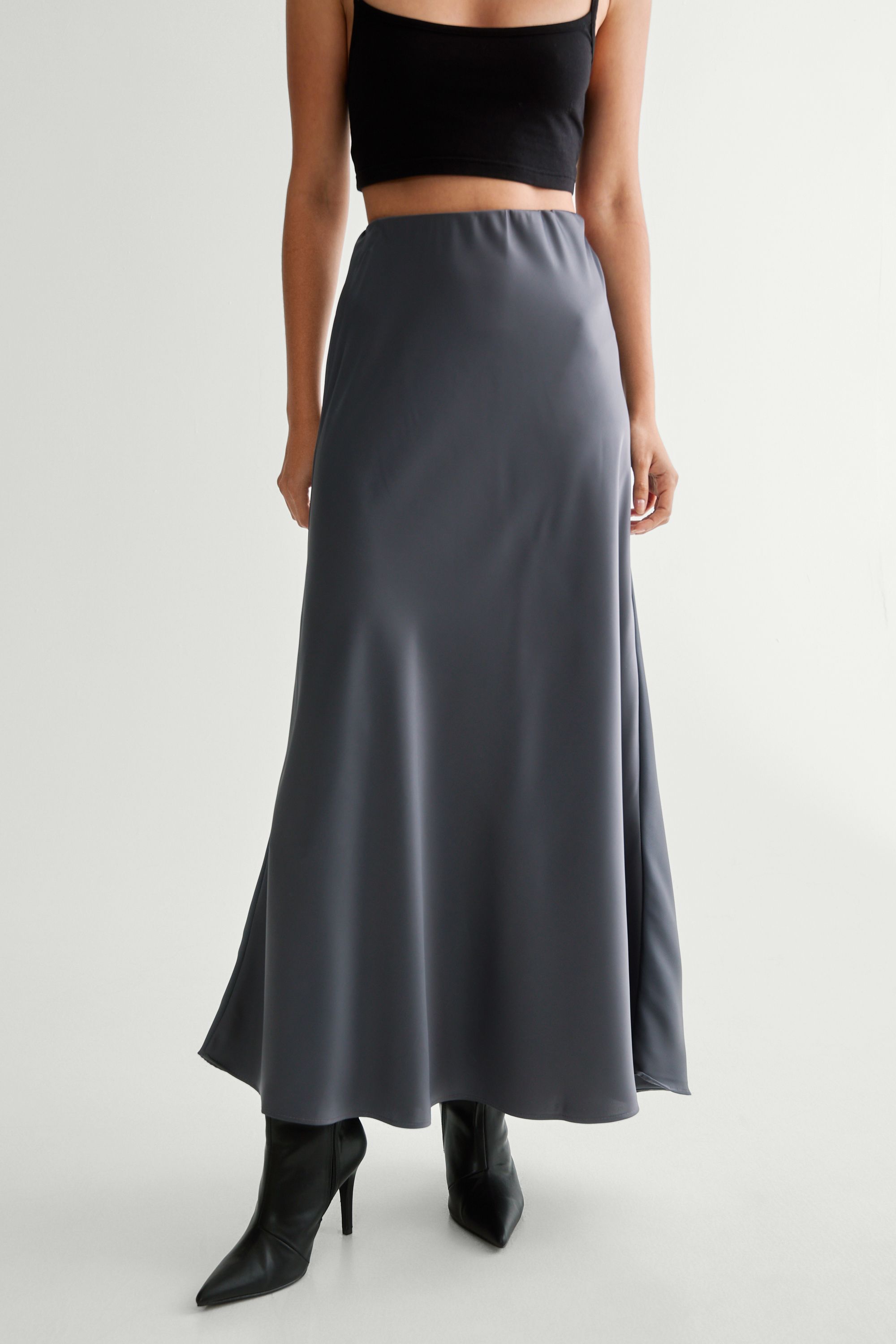 NastyGal Satin Maxi Skirt Blue image 2