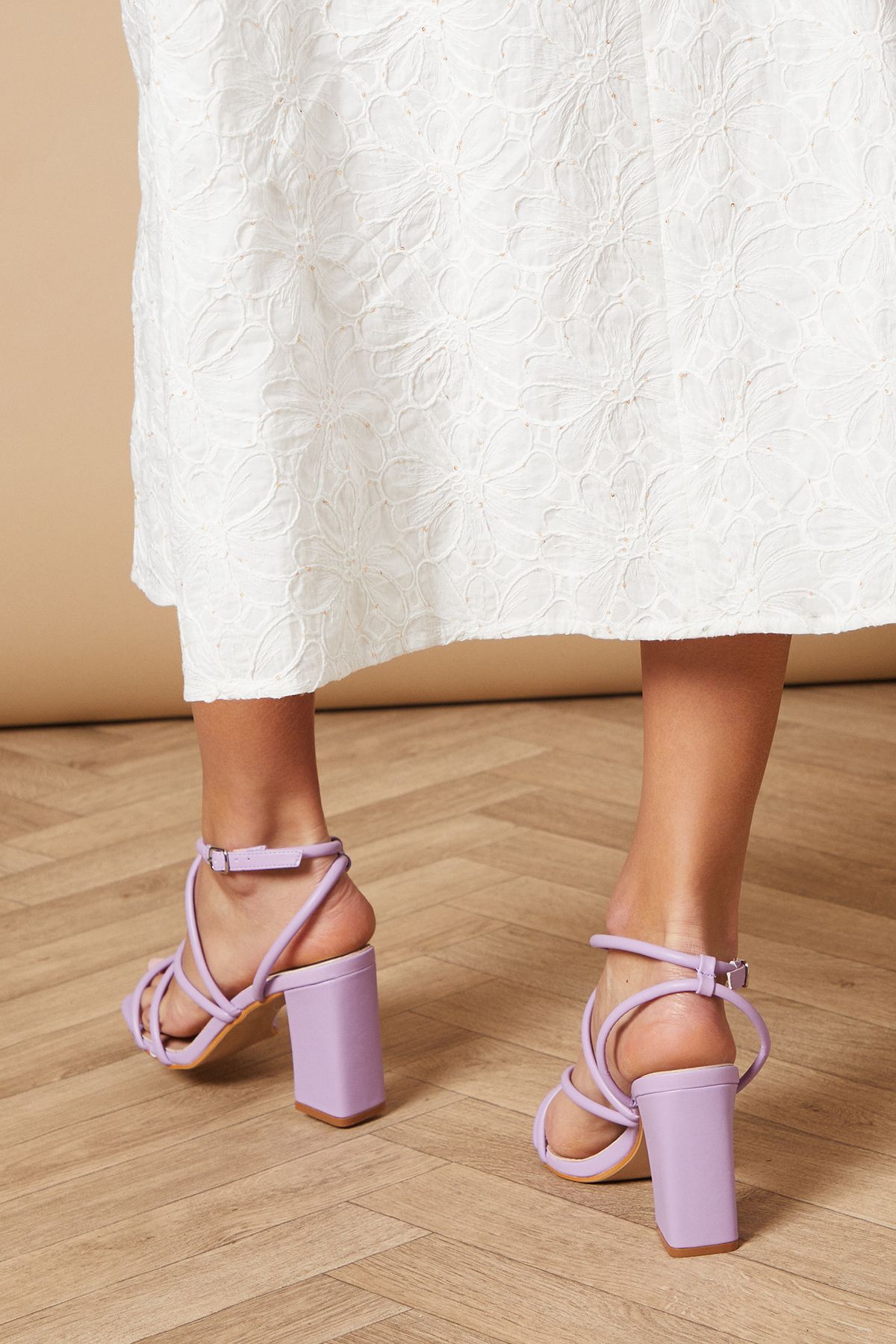 Oasis Molly Faux Leather  Strappy Block Heeled Sandals Lilac image 3