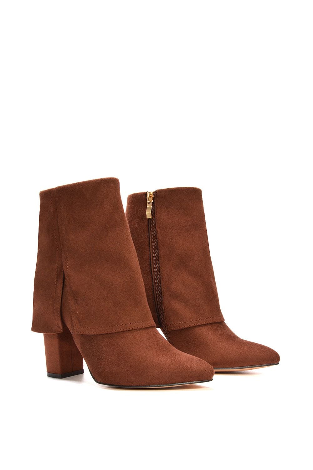 XY London 'Ayla' Layered Fold Over Pointed Toe Heeled Shoe Booties image 3