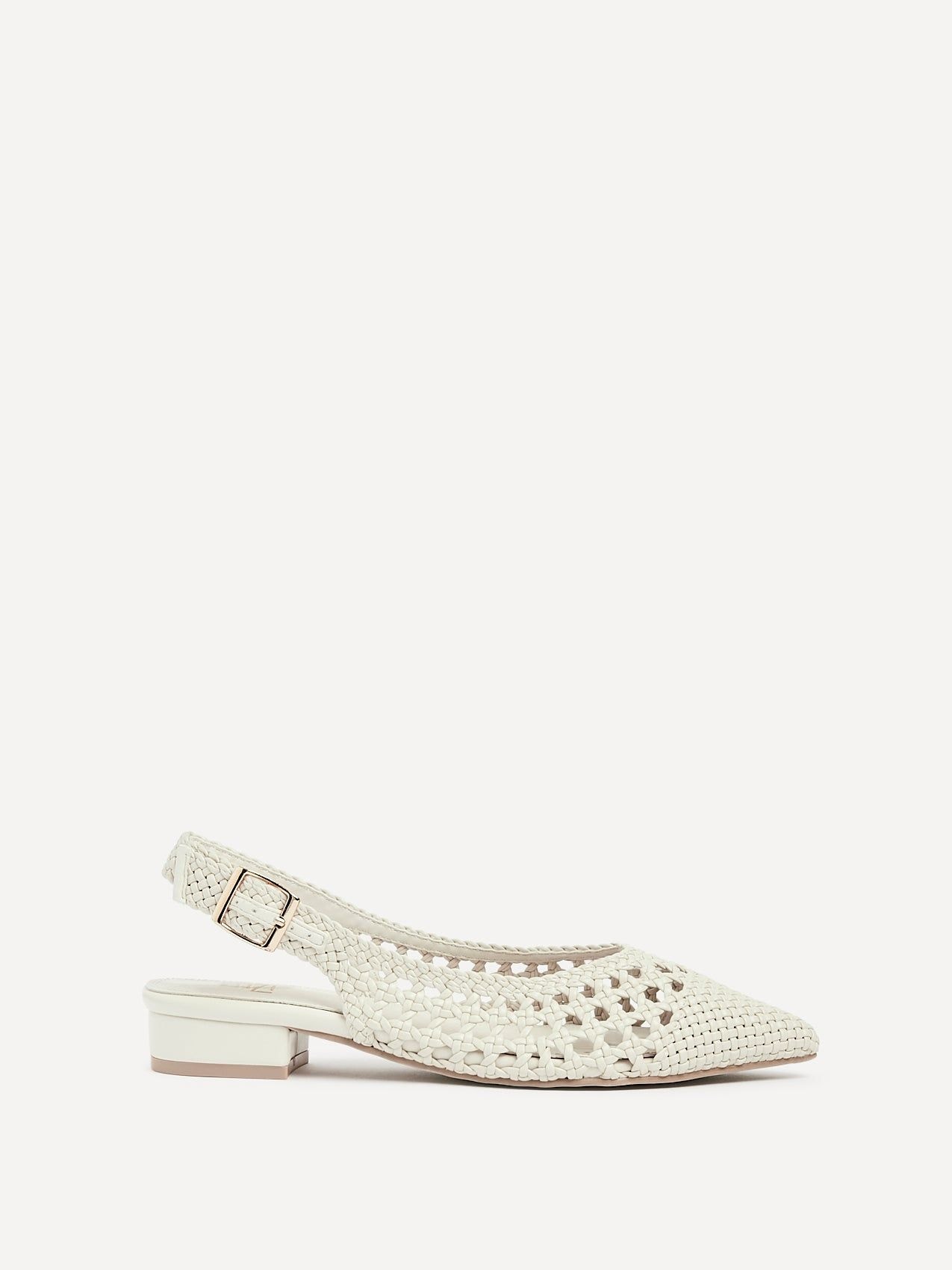 Linzi Carolina Ivory Faux Leather Woven Ballet Flats image 1