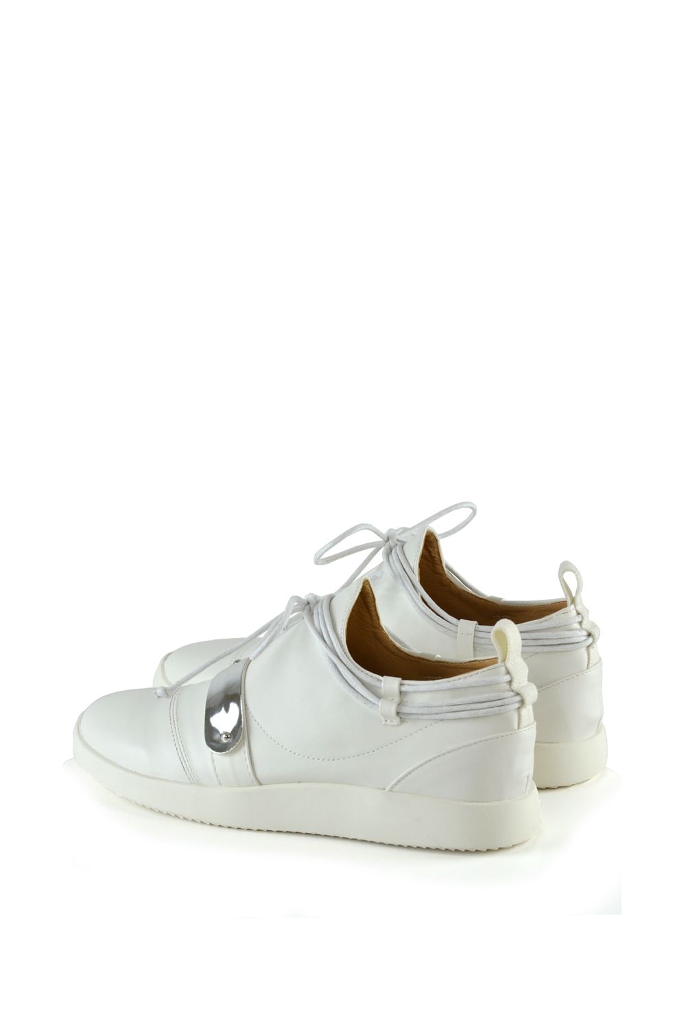 XY London 'Evanescence' Lace Up Flat Rubber Sole Trainers with Metallic Details image 3