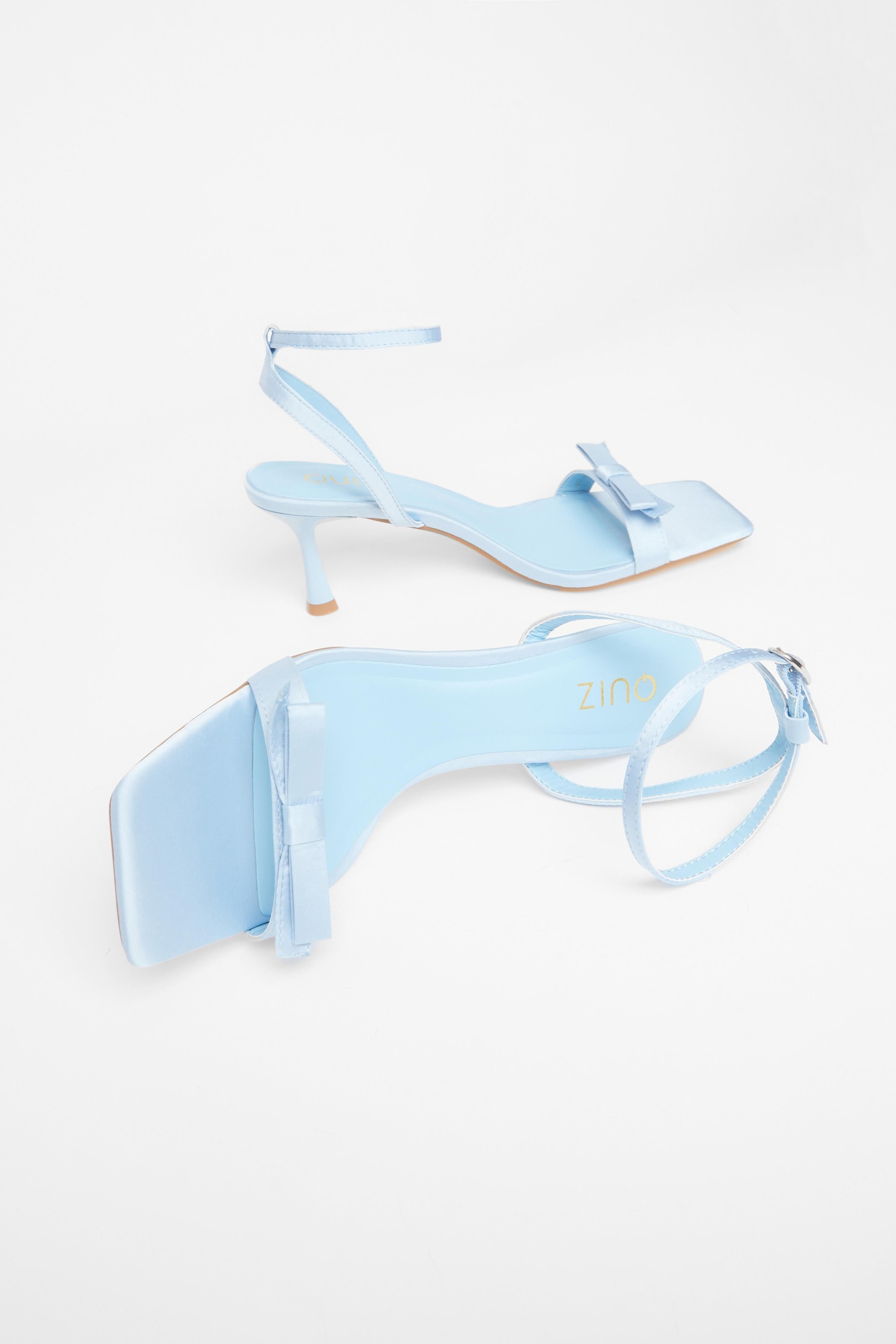 Quiz Blue Satin Bow Heels image 2