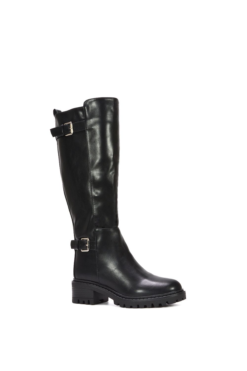 XY London 'Diana' Chunky Low Heel Knee High Biker Boots image 2