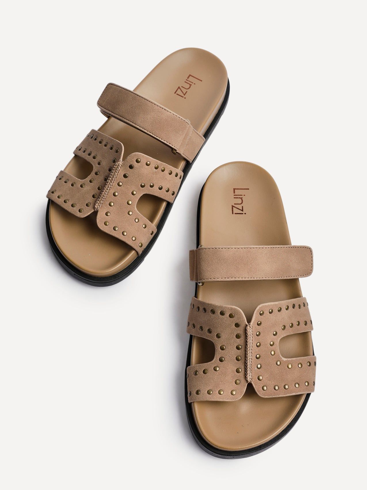 Linzi Karma Mocha Nubuck Studded Linked Design Sandal image 5