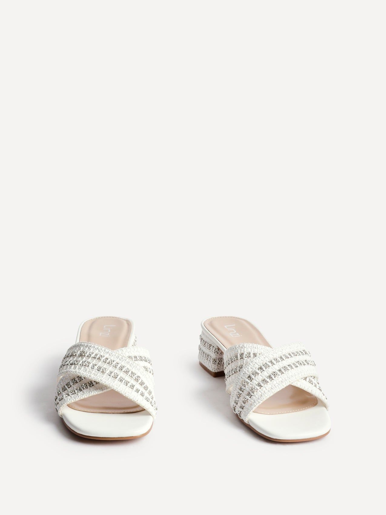 Linzi Zadie White Raffia Embellished Heeled Mules image 3