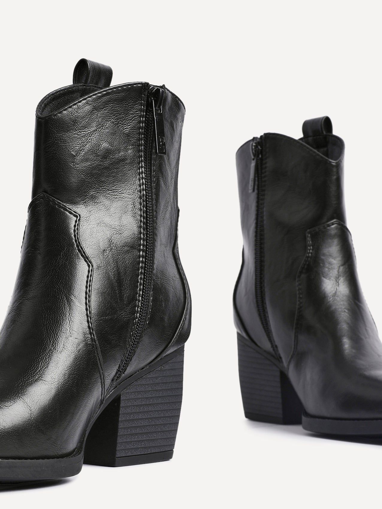 Linzi Jessie Black Faux Leather Western Ankle Boot image 5