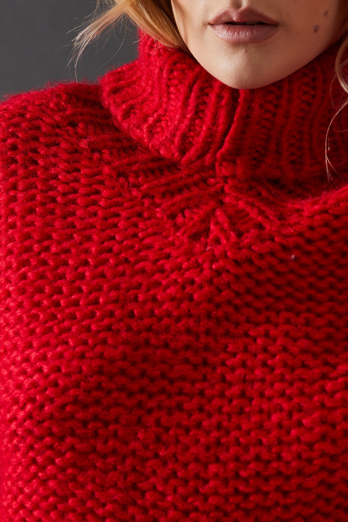 Warehouse Exposed Seam Super Chunky Knitted Jumper Red image 5