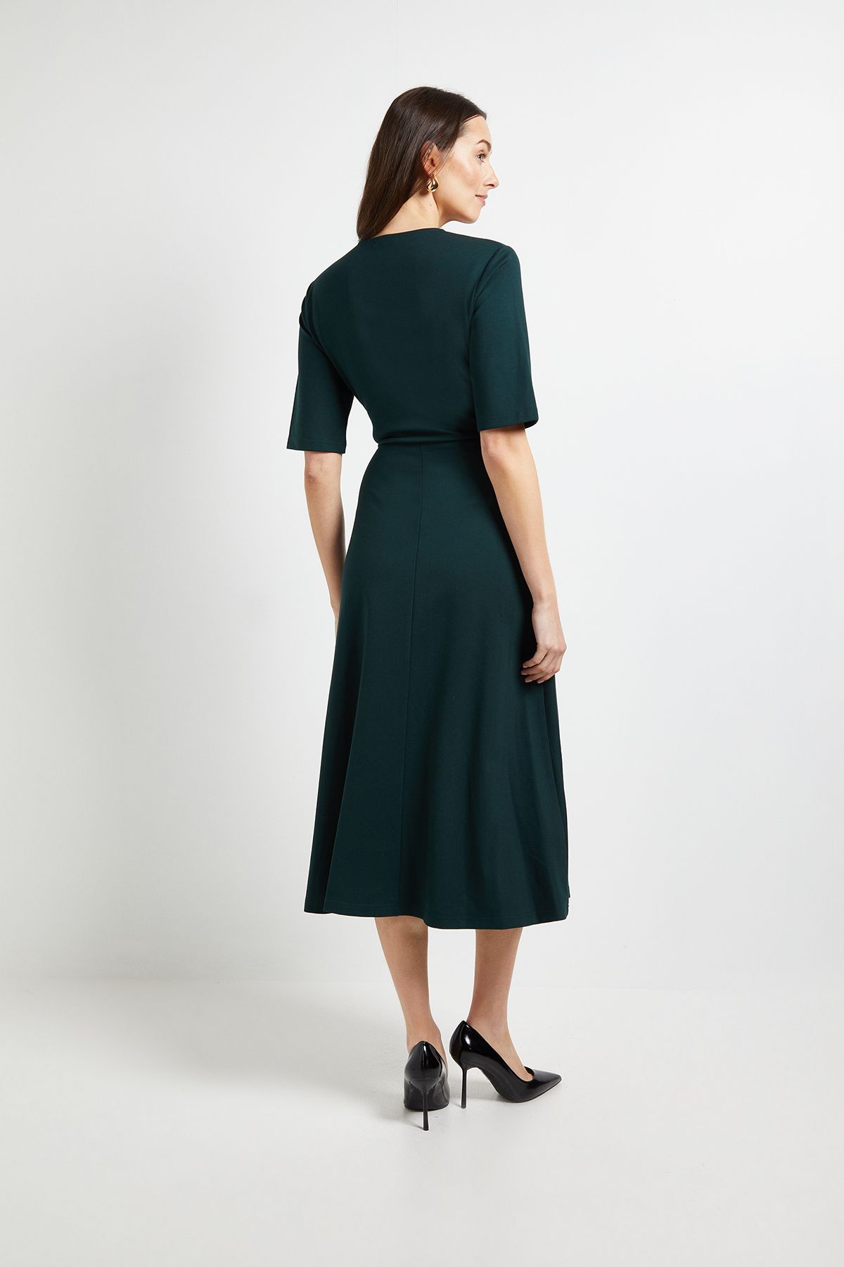 Principles V Neck Belted Ponte Midi Dress Forest image 3