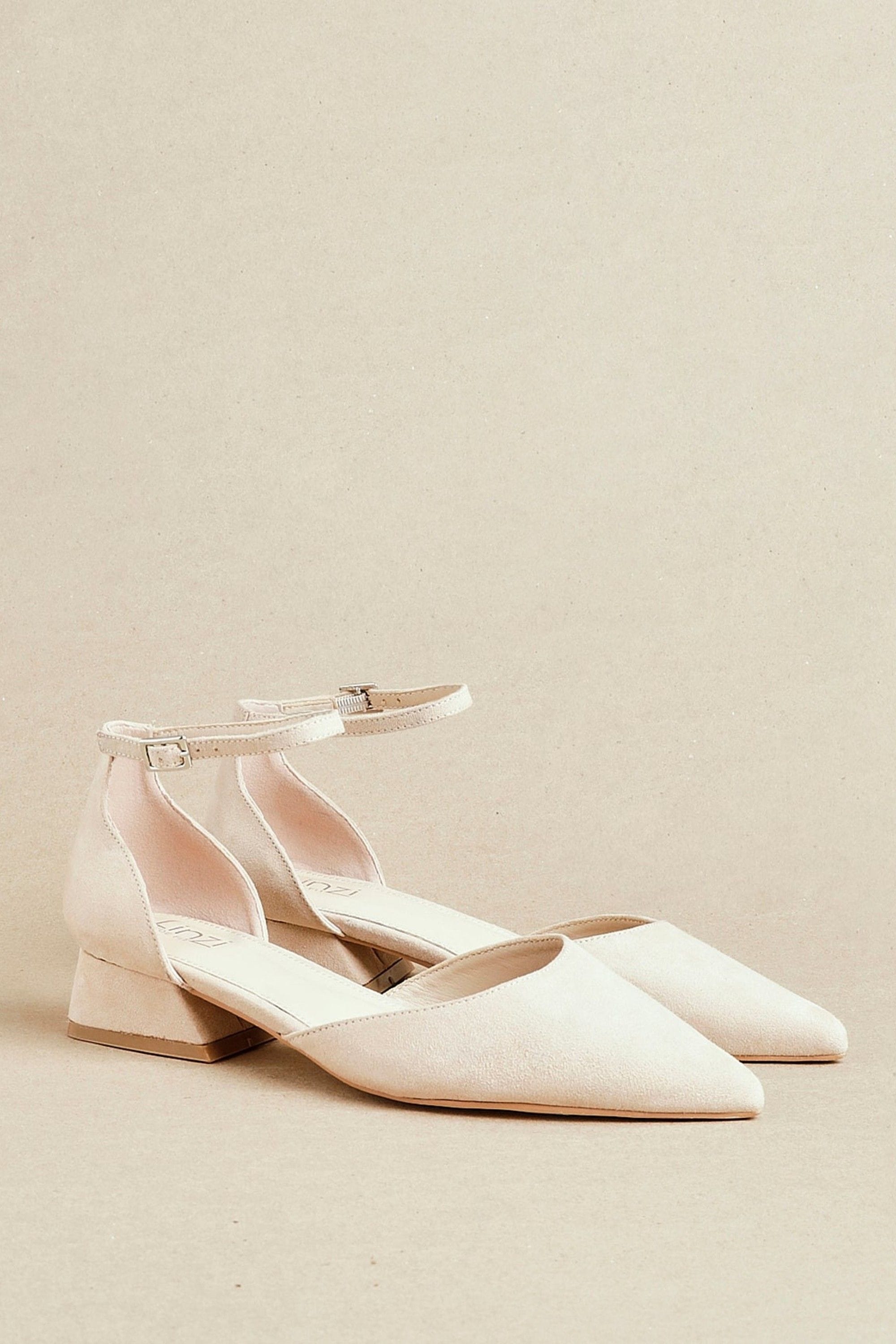 Linzi Dolly Wide Fit Nude Faux Suede Low Block Court Heel image 7