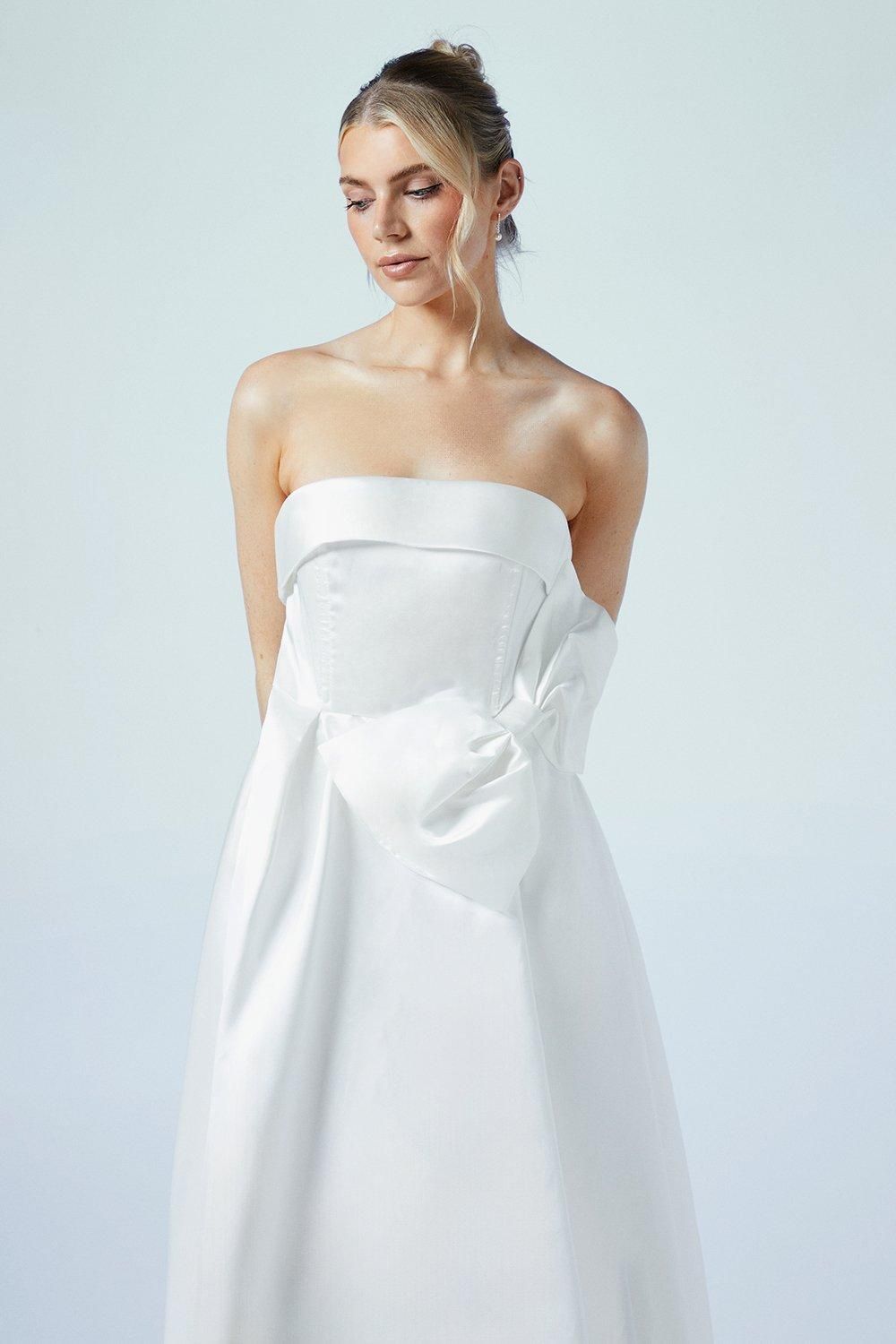 Coast Origami Bow Front Twill Wedding Dress Ivory image 2