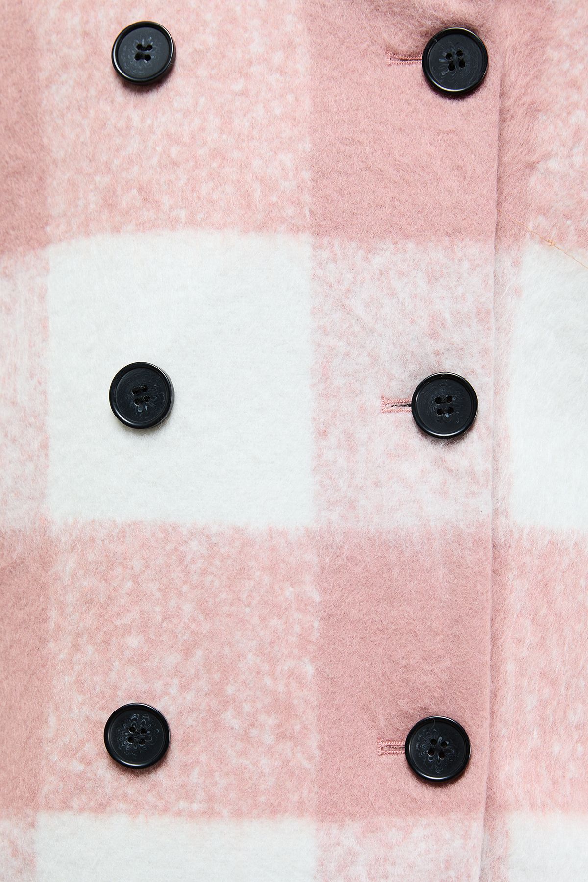 Oasis Brushed Check Funnel Neck Coat Pink image 4