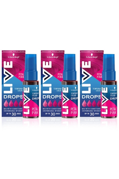 Schwarzkopf Live Colour Drops 'Hair Dye' Petal Pink 3 Pack