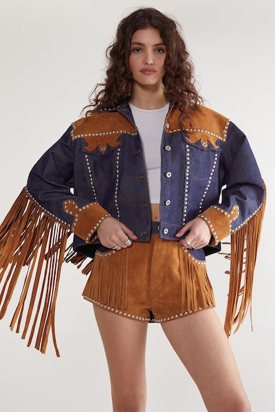 NastyGal Denim Suede Mix Jacket Multi