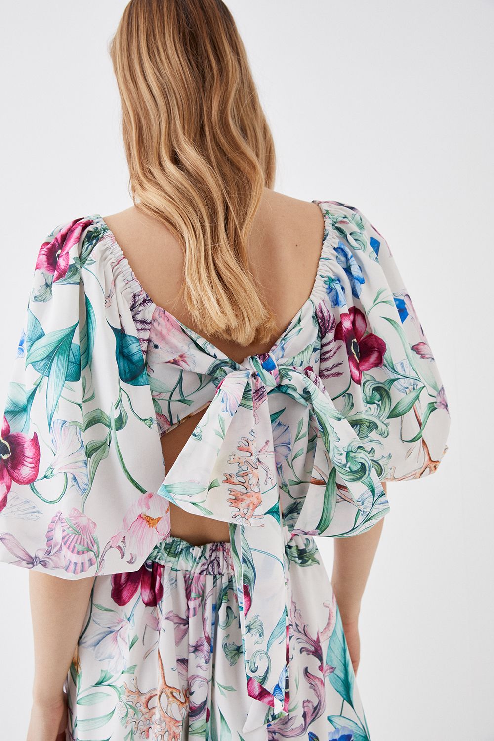 Coast The Collector Pleat Bust Midi Cotton Dress White image 3